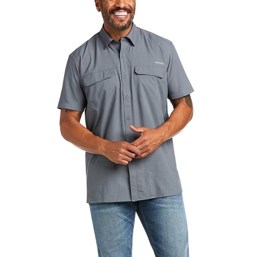  Ariat Grey Fitted Venttek Outbound Short Sleeve Buttondown Men's Shirt