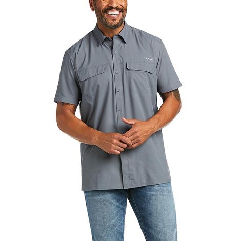 Ariat Grey Fitted VentTek Outbound Short Sleeve Buttondown Men's Shirt