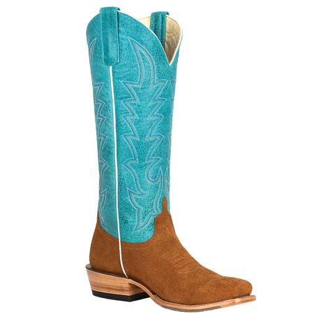 Macie Bean Camel Suede Turquoise Sensation Top Women's Boots