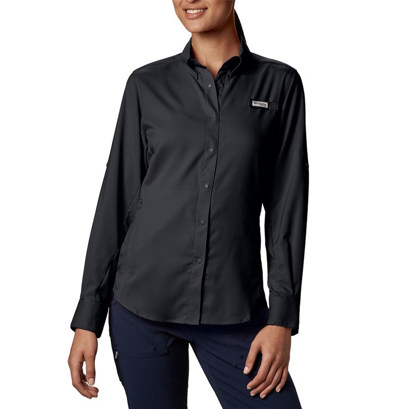 Columbia Tamiami Ii Pfg Black Long Sleeve Button Front Women's Shirt