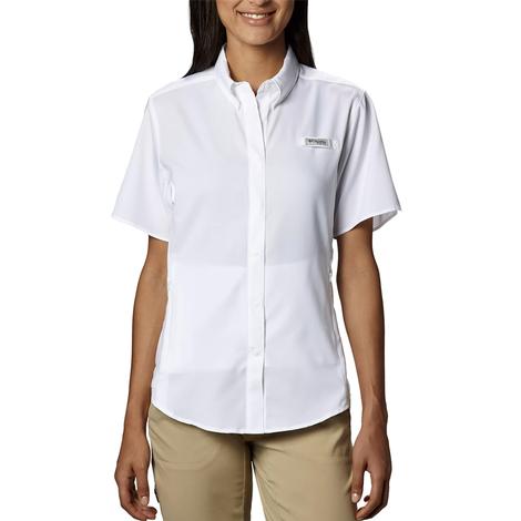 Columbia Tamiami II PFG White Short Sleeve Button Front Women's Shirt