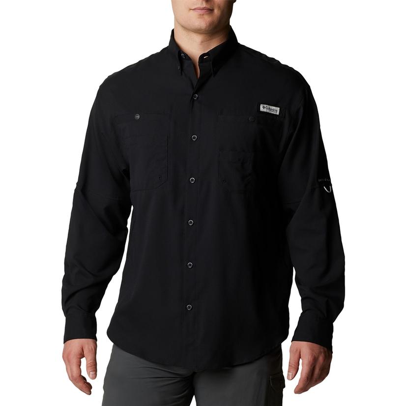  Columbia Tamiami Ii Black Long Sleeve Button- Down Men's Shirt