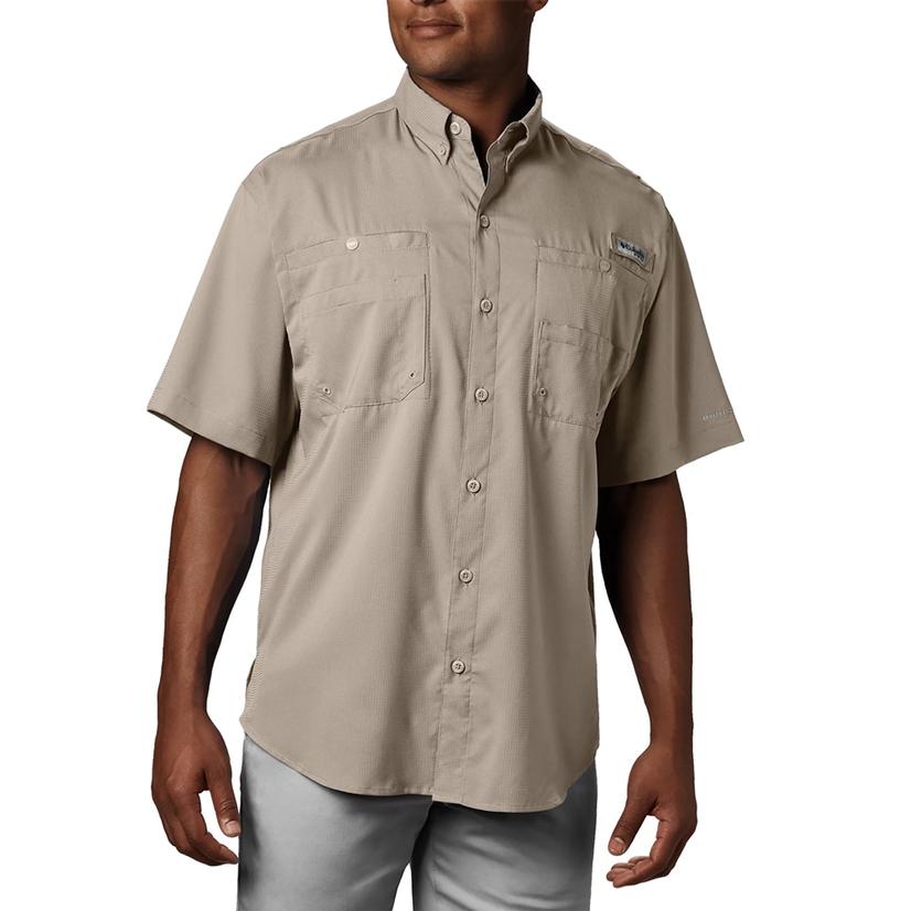  Columbia Tamiami Ii Fossil Short Sleeve Button Front Men's Shirt