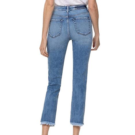 Vervet Knee Slit Frey Hem Crop Straight Women's Jeans