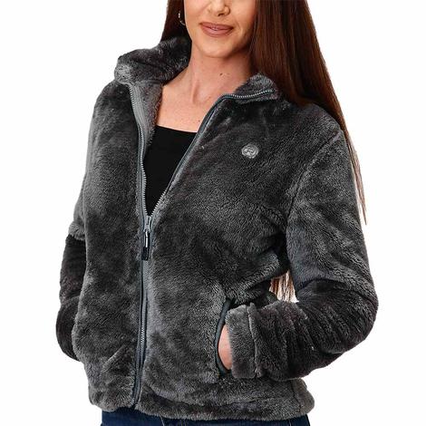 Roper Grey Micro Fleece Zip Up Women's Jacket