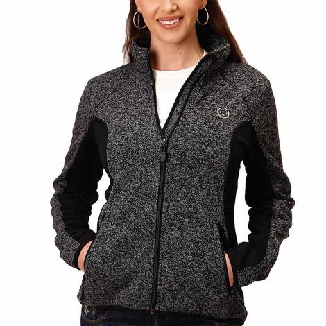 Roper Grey Black Sweater Knit Zip Up Women's Jacket