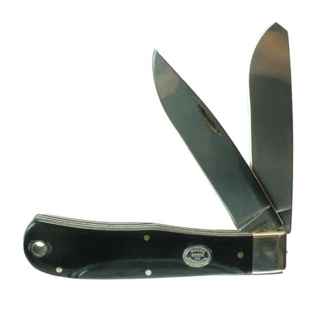 Moore Maker Buffalo Horn Large Trapper Folding Knife with Sheath