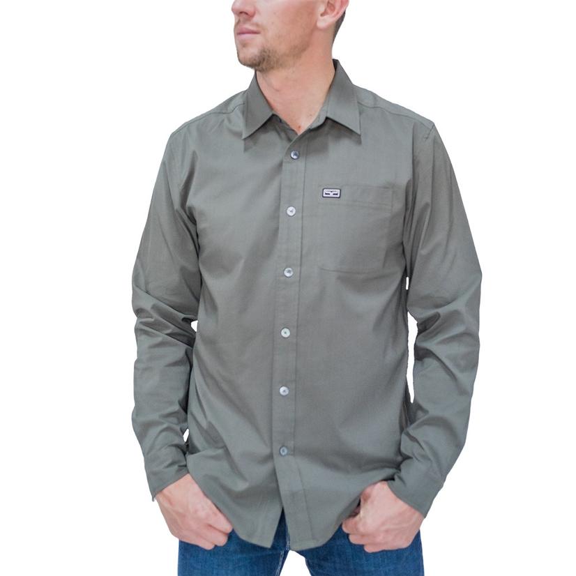  Kimes Ranch Army Solid Linville Woven Long Sleeve Men's Shirt