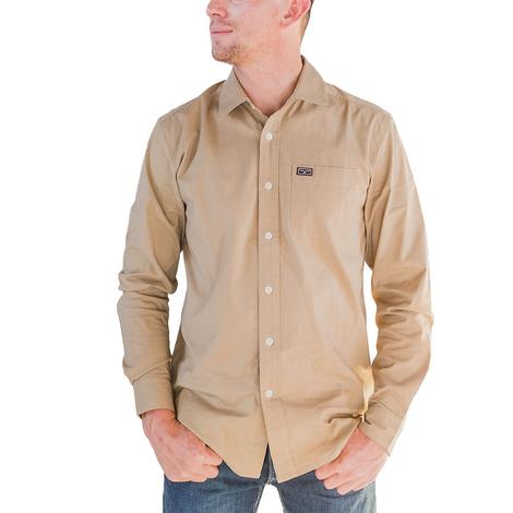 Kimes Ranch Tan Solid Woven Long Sleeve Men's Shirt