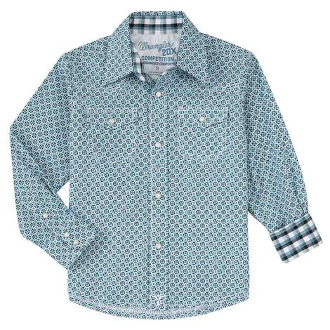 Wrangler 20X Blue Advanced Comfort Long Sleeve Boy's Shirt