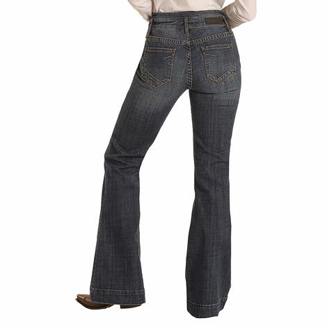Rock & Roll Mid Rise Dark Vintage Trouser Women's Jeans