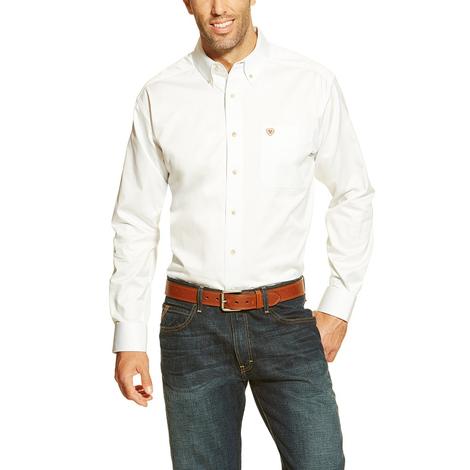 Ariat Mens White Long Sleeve Button-Down Shirt