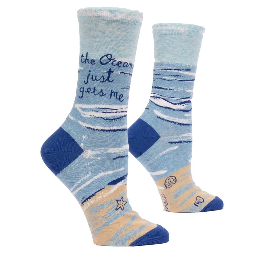  Blue Q The Ocean Just Gets Me Women's Crew Socks