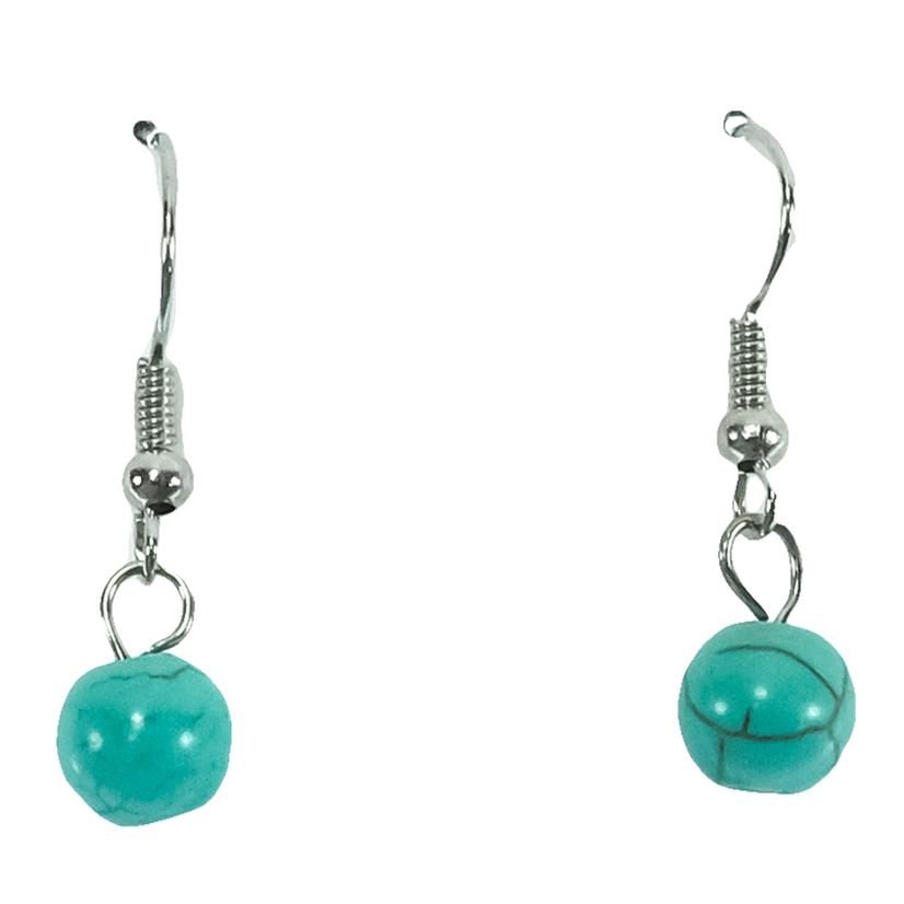  Stt Turquoise And Silver Drop Earrings