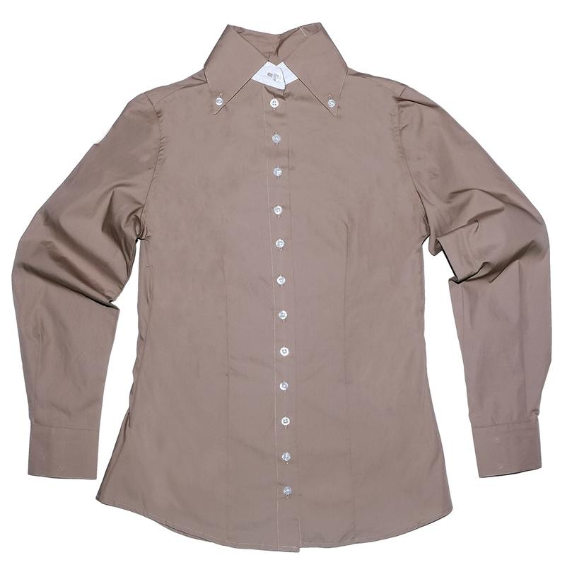  South Texas Tack Ladies Long Sleeve Pima Cotton Shirts - Khaki Solid