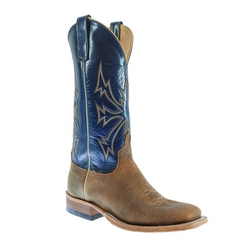 Mens Black Western Wear Cowboy Boots Bison Bull Design Leather Square Toe 