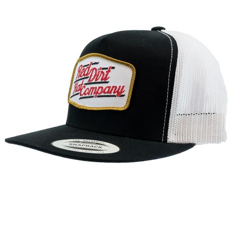 Red Dirt Hat Black with White Patch Logo Meshback Cap