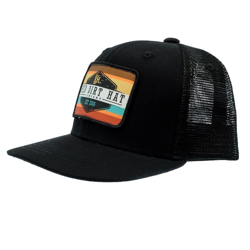  Red Dirt Hat Black With Sunset Patch Meshback Youth Cap