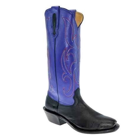Fenoglio Electric Purple Black Smooth Ostrich Women's Boots