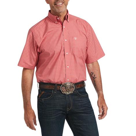 Ariat Coral Plaid Short Sleeve Buttondown Men's Shirt