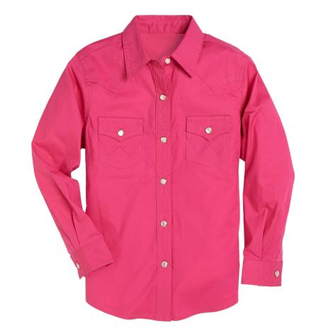 Wrangler Western Pink Long Sleeve Snap Girl's Shirt