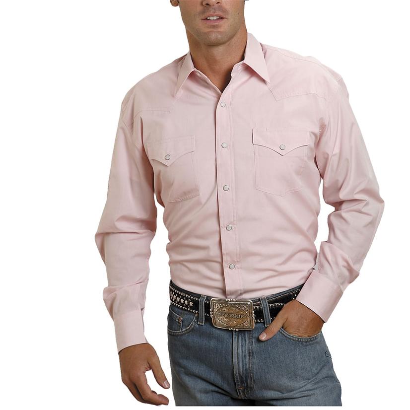  Stetson Pink Long Sleeve Pearl Snap Men's Shirt
