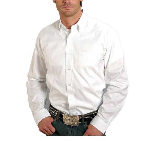Stetson White Pinpoint Oxford Long Sleeve Button-Down Men's Shirt