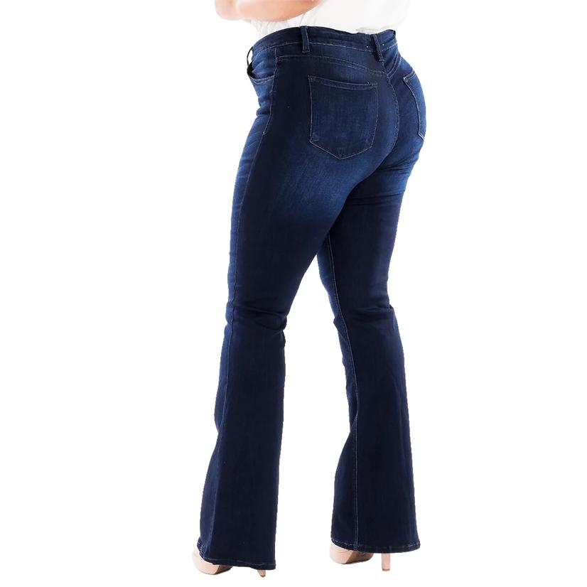  Kancan Dark Wash Plus Size Women's Flare Jeans