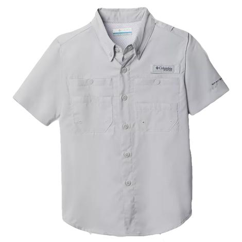 Columbia PFG Tamiami Cool Grey Short Sleeve Buttondown Boy's Shirt