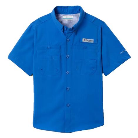 Columbia PFG Tamiami Vivid Blue Short Sleeve Boy's Shirt
