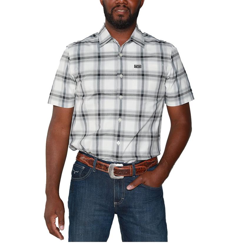  Kimes Ranch Grey Matador Plaid Short Sleeve Buttondown Men's Shirt