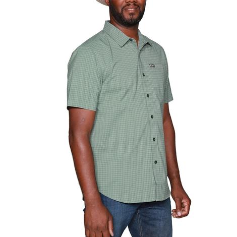Kimes Ranch Syglass Sage Short Sleeve Mini Check Cool Max Tech Men's Shirt