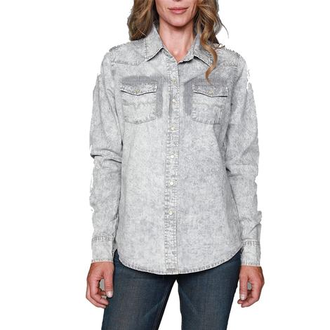 Kimes Ranch KC Tencel Light Grey Long Sleeve Snap Women's Shirt