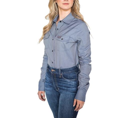 Kimes Ranch Tuscon Indigo Blue Cool Max Tech Long Sleeve Women's Shirt