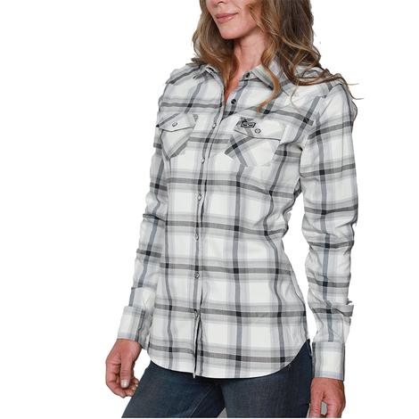 Kimes Ranch Matadora Grey Plaid Long Sleeve Cool Max Women's Shirt