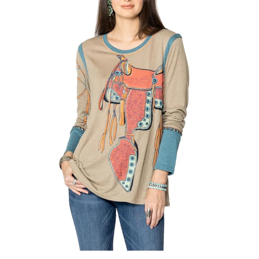  Double D Ranch Pulling Leather Women's Top