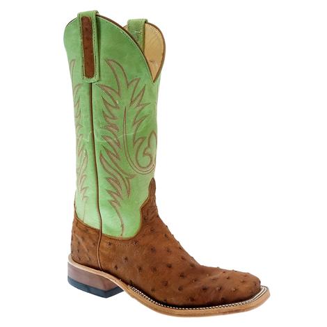 Anderson Bean Full Quill Ostrich Lime Green Top Women's Boots