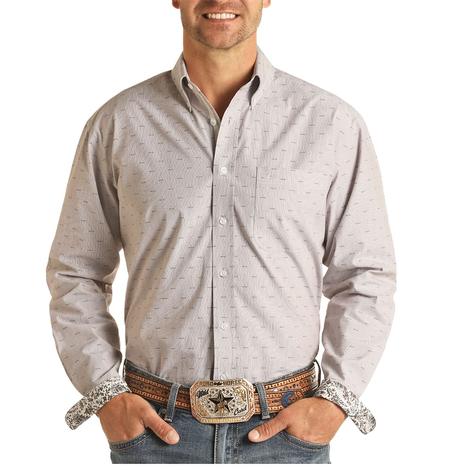 Panhandle Slim Brown Print Long Sleeve Button-Down Men's Shirt 