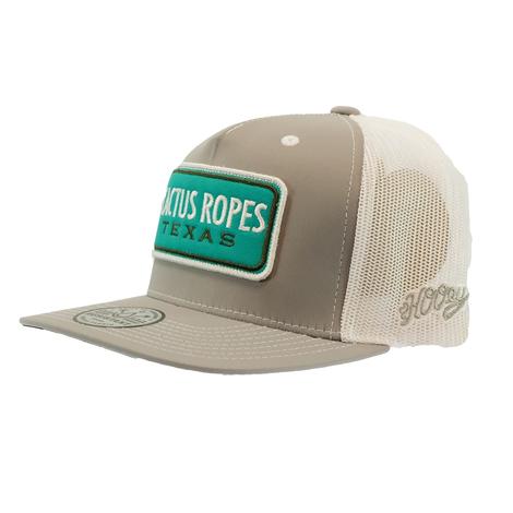 Hooey Cactus Ropes Grey and White with Turquoise Patch Meshback Cap 
