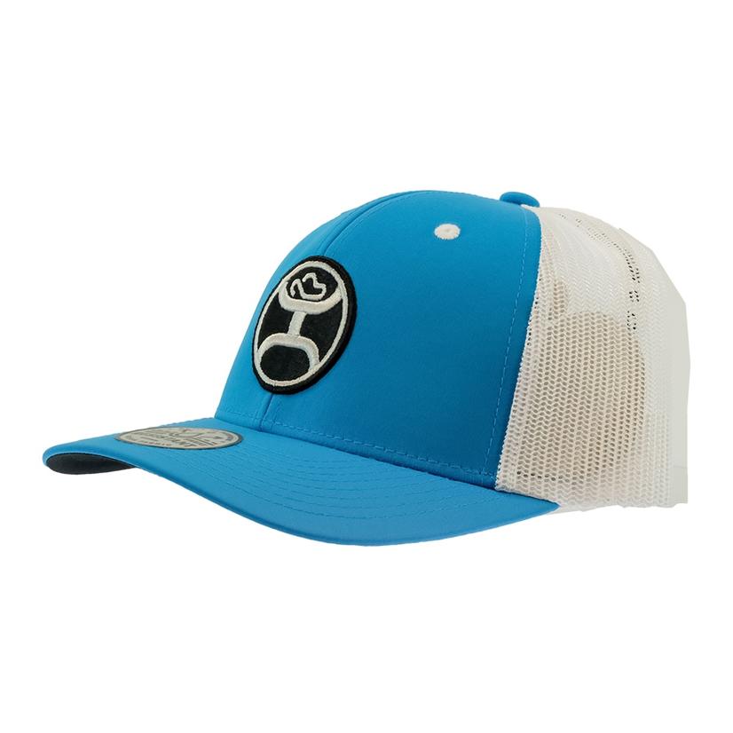  Hooey Primo Blue And White Black Patch 6 Panel Meshback Trucker Cap