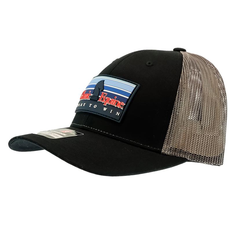  Classic Equine Rubber Patch Black And Grey Meshback Cap