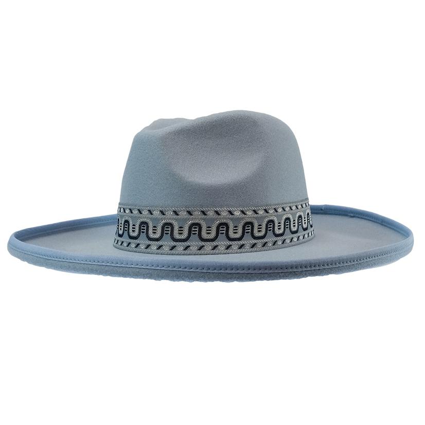  Blue Boho Stripe Band Felt Hat