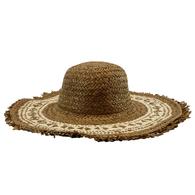 Brown and Tan Woven Straw Sunhat