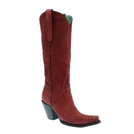 Corral Red Suede Python Women's Boots