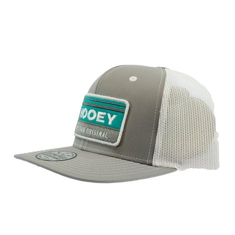 Hooey Horizon Grey and White Trucker Turquoise White Grey Meshback Cap
