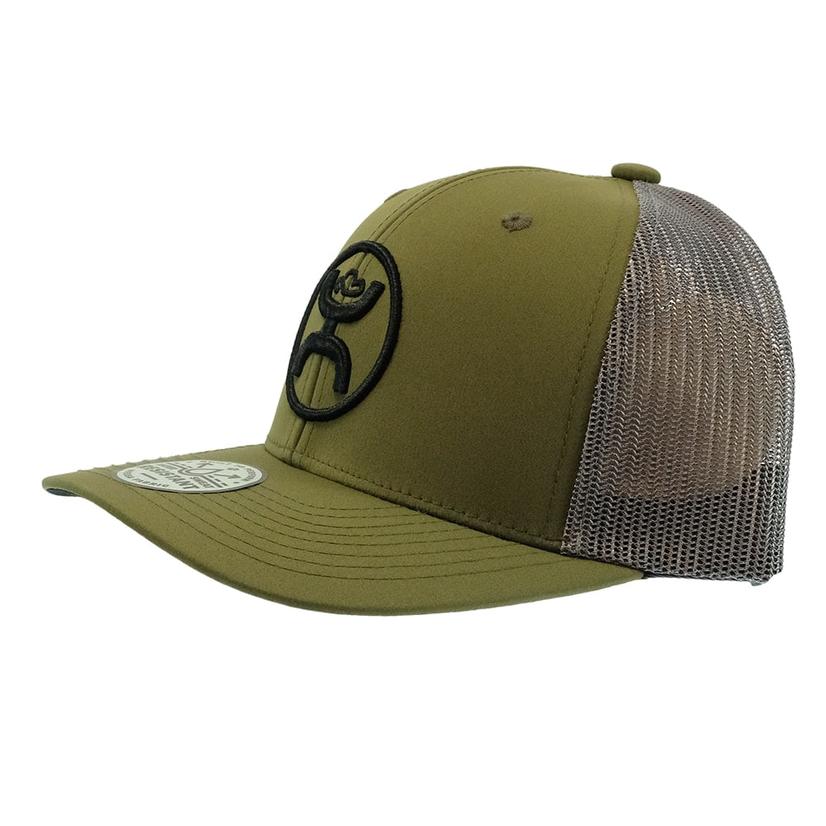  Hooey O Classic Olive And Grey 6panel With Black Circle Logo Meshback Cap