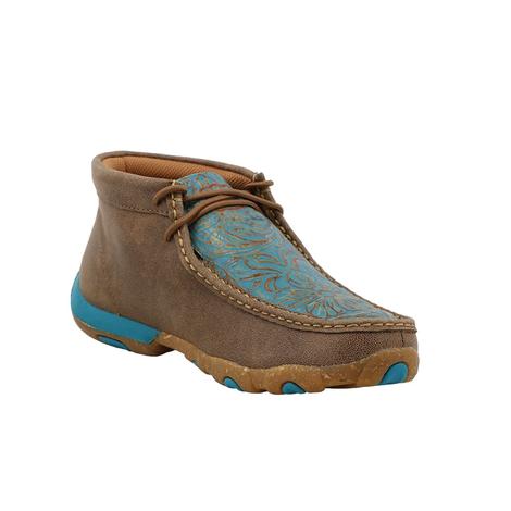 Twisted X Turquoise and Brown Tooled Women's Chukka Driving Mocs