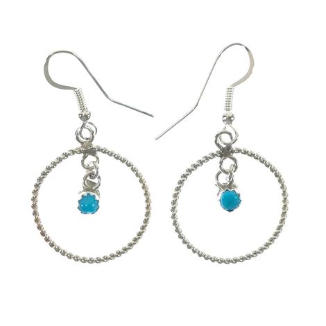 Silver and Turquoise Loop Earrings 