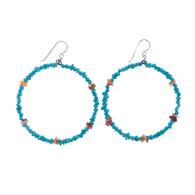 Turquoise and Spiny Oyster Hoop Earrings