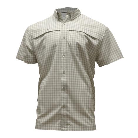 Xotic White Grey Gingham Short Sleeve Hybrid Woven Button Front Men's Shirt